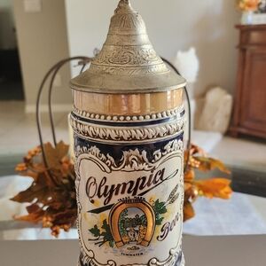 Olympia Beer Stein Gerz Germany New/Never Used - PWETER LID